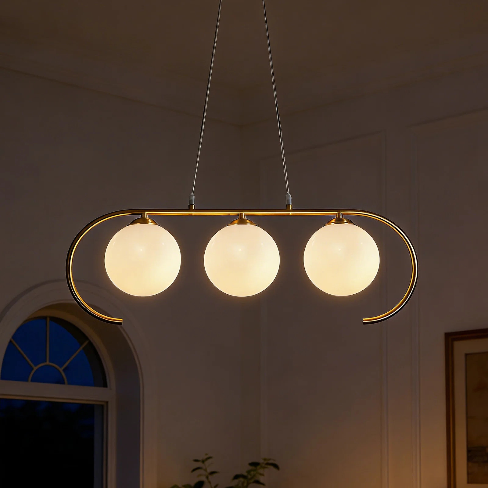 3-Lights Modern Pendant Light, Glass Globe Hanging Lighting Kitchen Island | Wayfair North America