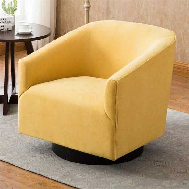 Geneva Goldenrod Yellow Fabric Wood Base Swivel Chair | Walmart (US)