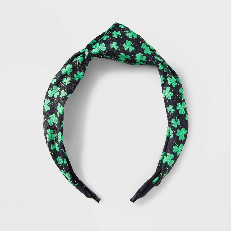 Glitter Shamrock Knot Headband - Green | Target