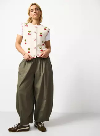 Buy Khaki Poplin Balloon Leg Trousers 20 | Trousers | Tu | Tu Clothing