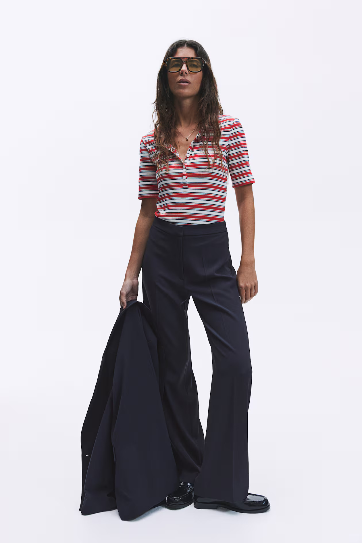 Wide-leg Pants - Navy blue - Ladies | H&M US | H&M (US + CA)
