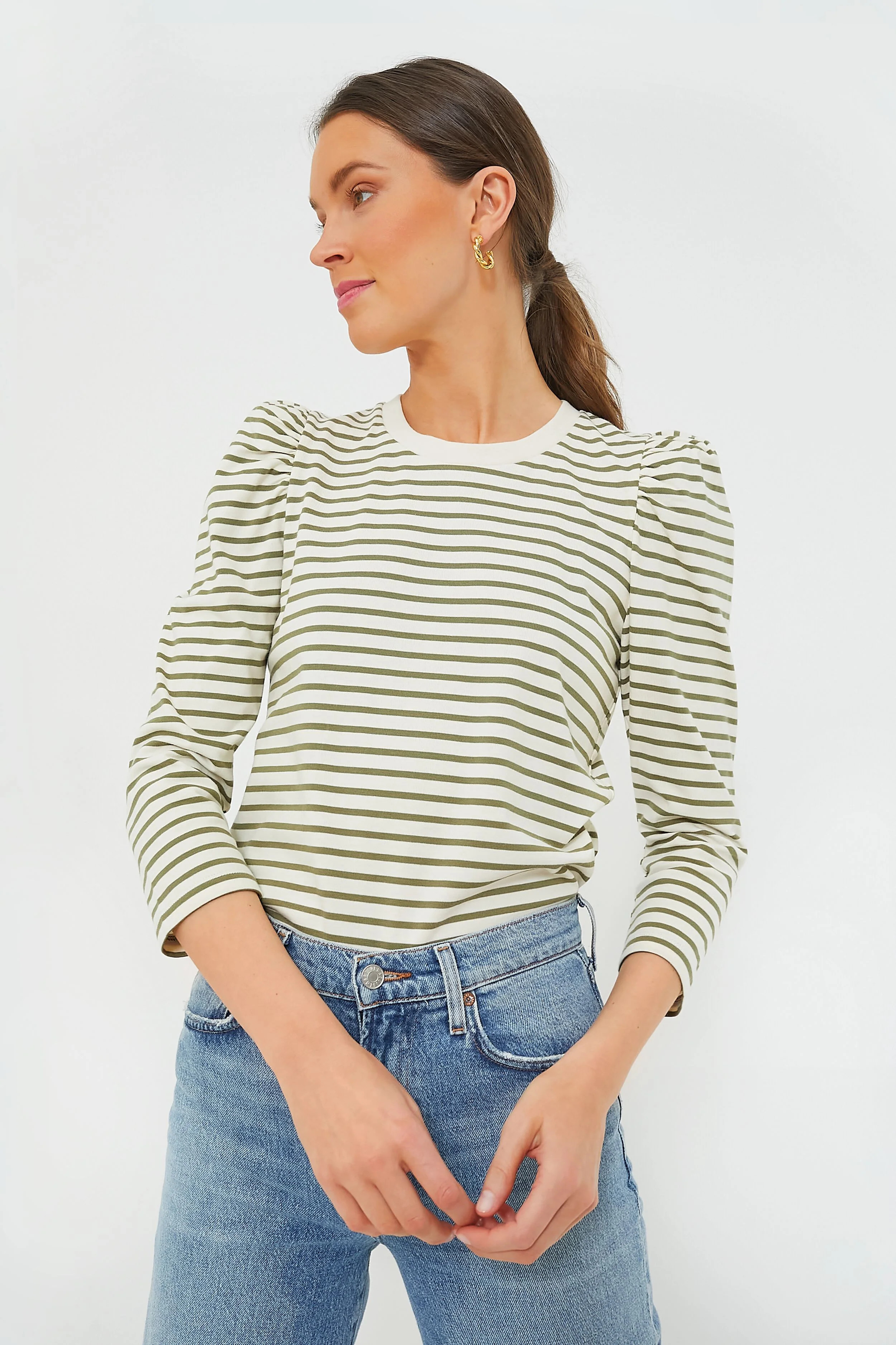 Olive Striped Vesty Long Sleeve Crewneck | Tuckernuck (US)
