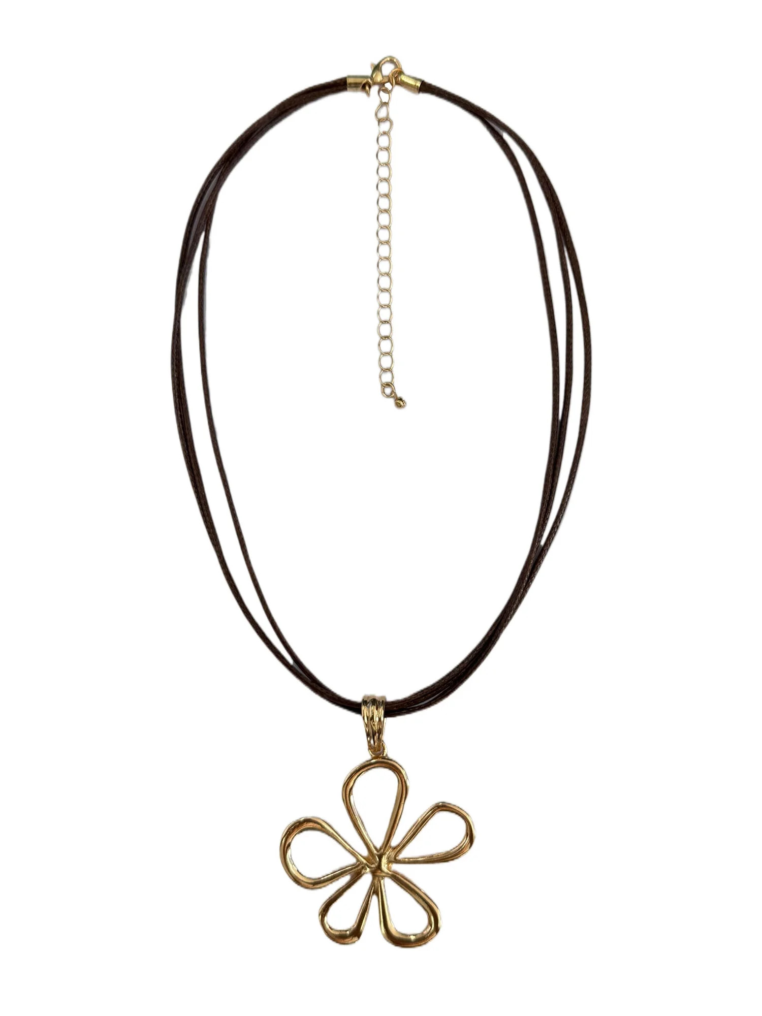 No Boundaries Brown Multi Cord with Flower Drop Necklace for Female Adults and Teens | Walmart (US)