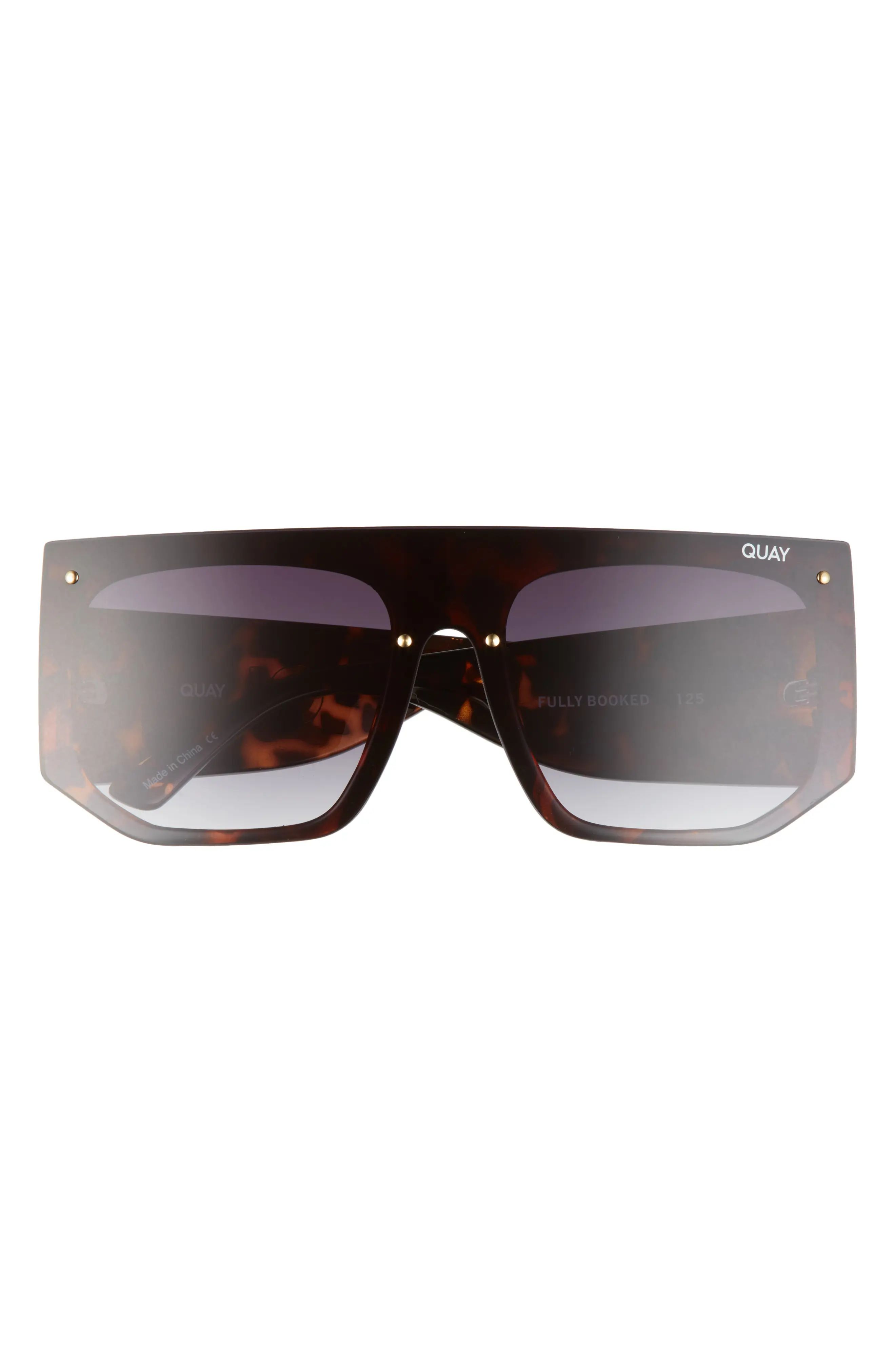 Quay Australia Fully Booked 150mm Gradient Shield Sunglasses - Tort/ Smoke | Nordstrom