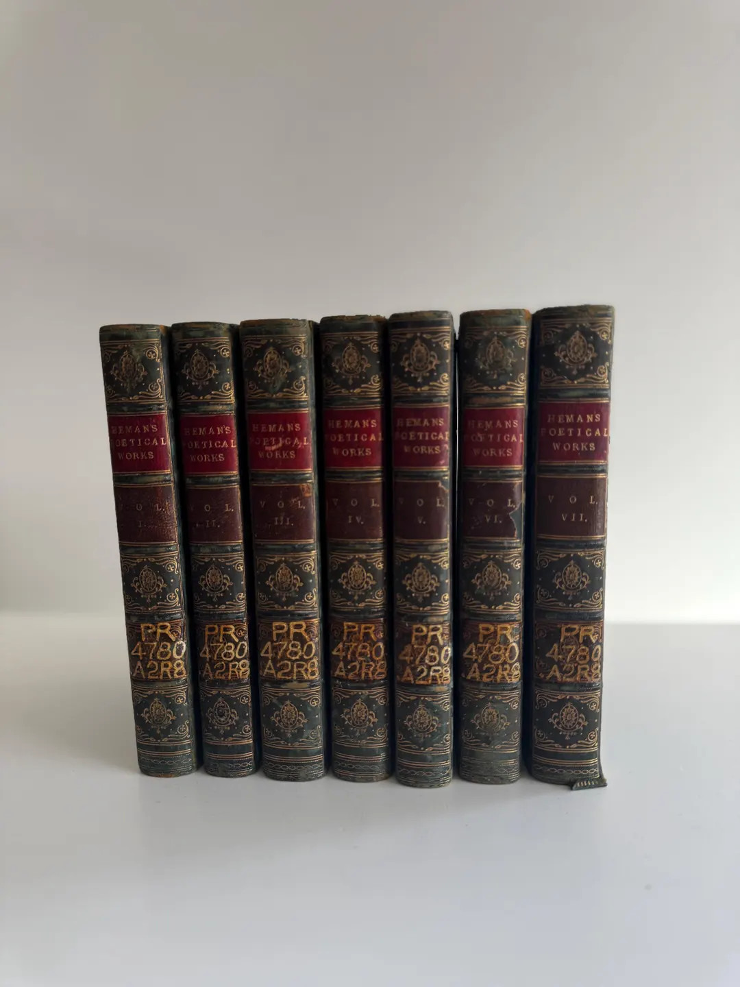 Antique 1839 Set the Works of Felicia Hemans Full Leather Binding Marbled Early 19c Books - Etsy | Etsy (US)