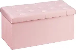 B FSOBEIIALEO Folding Storage Ottoman, Long Ottomans Shoes Bench, Velvet Storage Chest Footrest S... | Amazon (US)