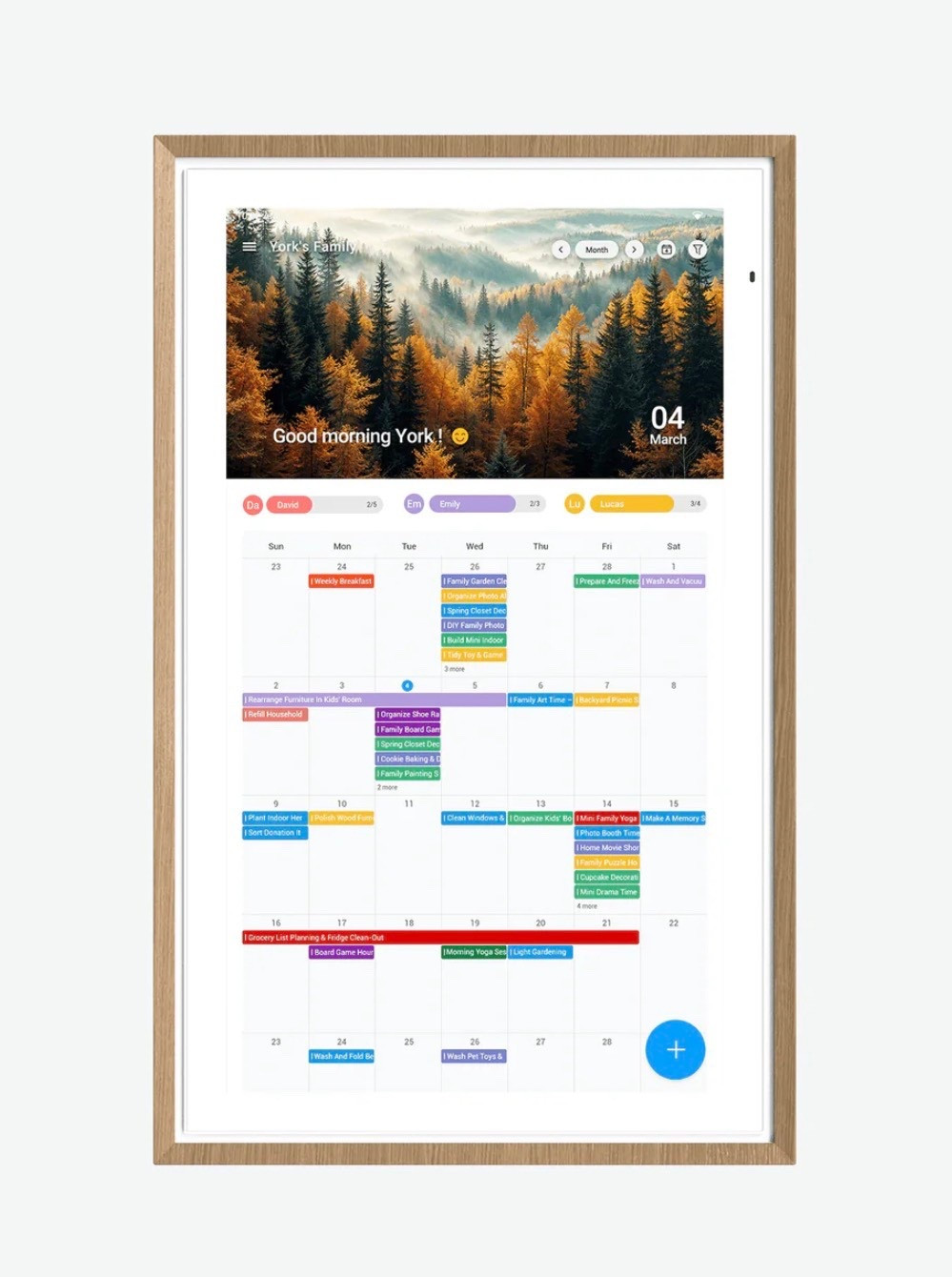 Family Calendar auto-syncs Apple, Google, Outlook, and more.
Routines turn chores into points and rewards.
Customize your dashboard with Android widgets, your way.
Plan meals, organize recipes, and stay on track.
Post reminders and countdowns on the Message Board.
Photo Frame with calendar, clock, and Google Photos no subscription.
Add shopping or grocery lists in seconds, anytime.
Say “Hey Google” for voice control and Gemini AI chat.
Google Home links to doorbell, cameras, and more with smart control.