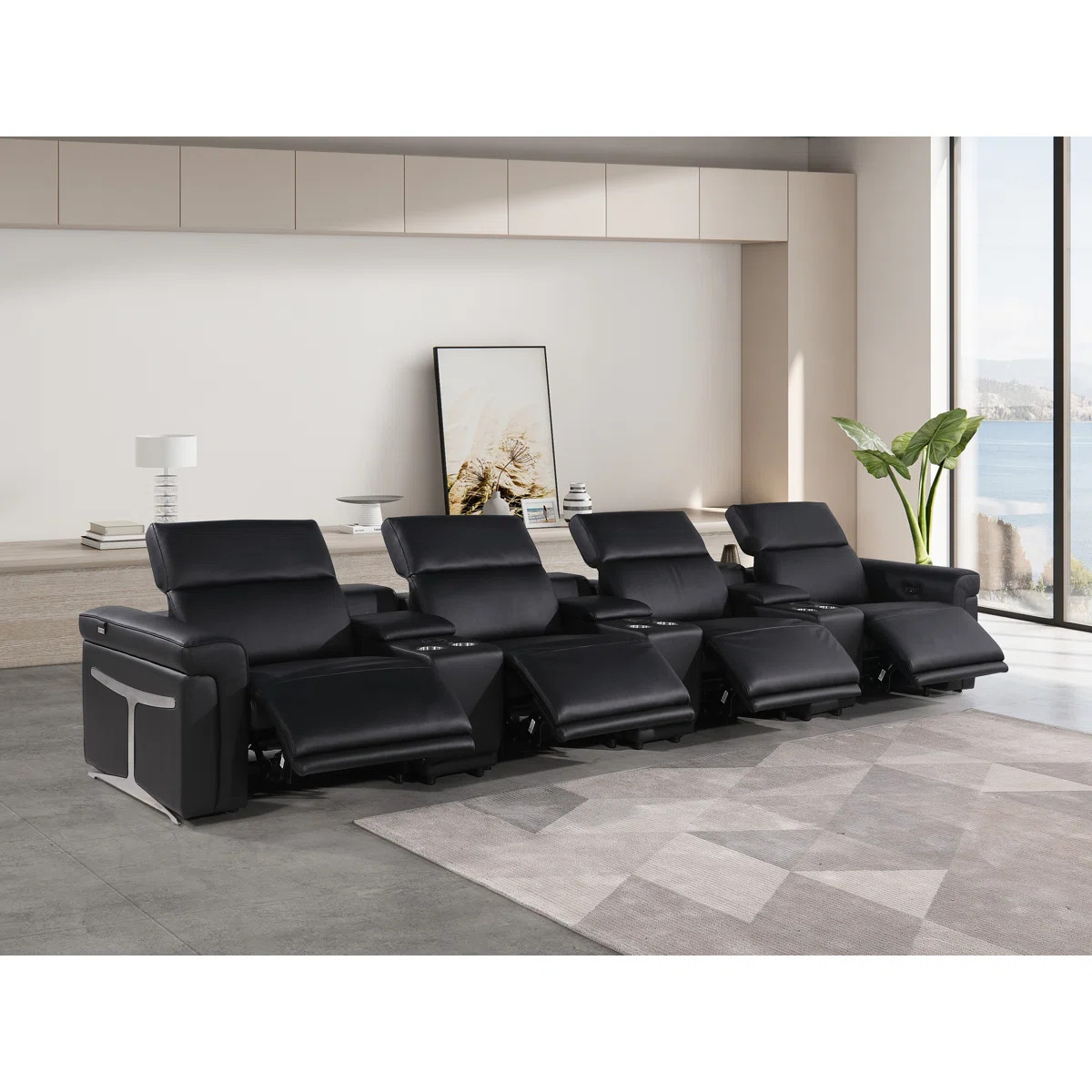 7-Piece 4-Power Reclining Italian Leather Sofa With Power Headrest | Wayfair North America