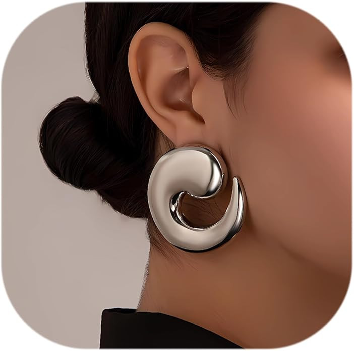Statement Earrings for Women Chunky Gold Earrings Big Spiral Earrings Large Swirl Earrings Geomet... | Amazon (US)