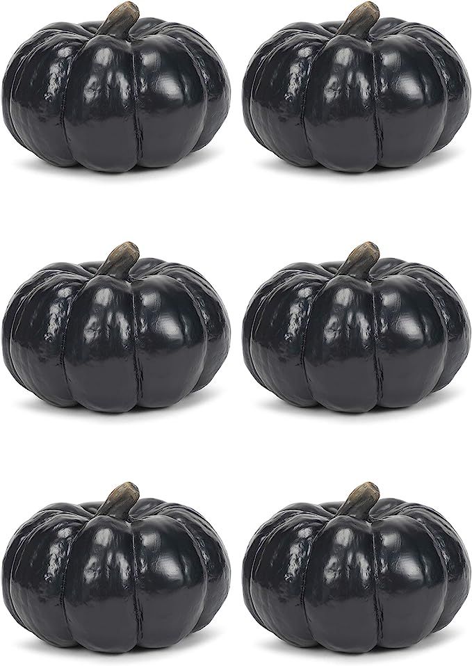 Elanze Designs Midnight Black 6 inch Resin Harvest Decorative Pumpkins Pack of 6 | Amazon (US)