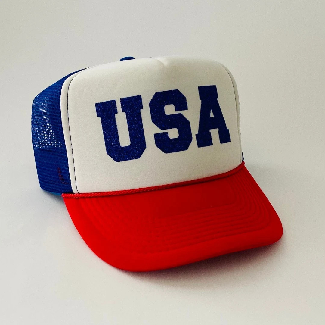 USA Trucker Hat, Red White and Blue Foam Front Trucker Hat, 4th of July, Merica, 4th of July Base... | Etsy (US)