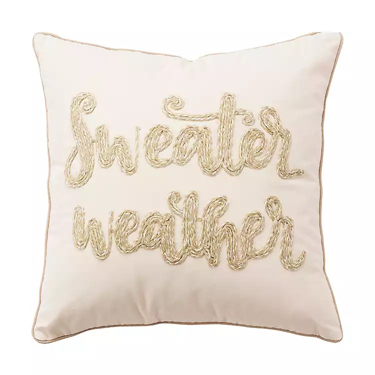 Cream Sweater Weather Throw Pillow | Kirkland's Home