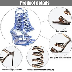 Rhinestone Tassel Wrap Around High Heels Stiletto Sandals for Women, Open Round Toe Lace Up Heele... | Amazon (US)
