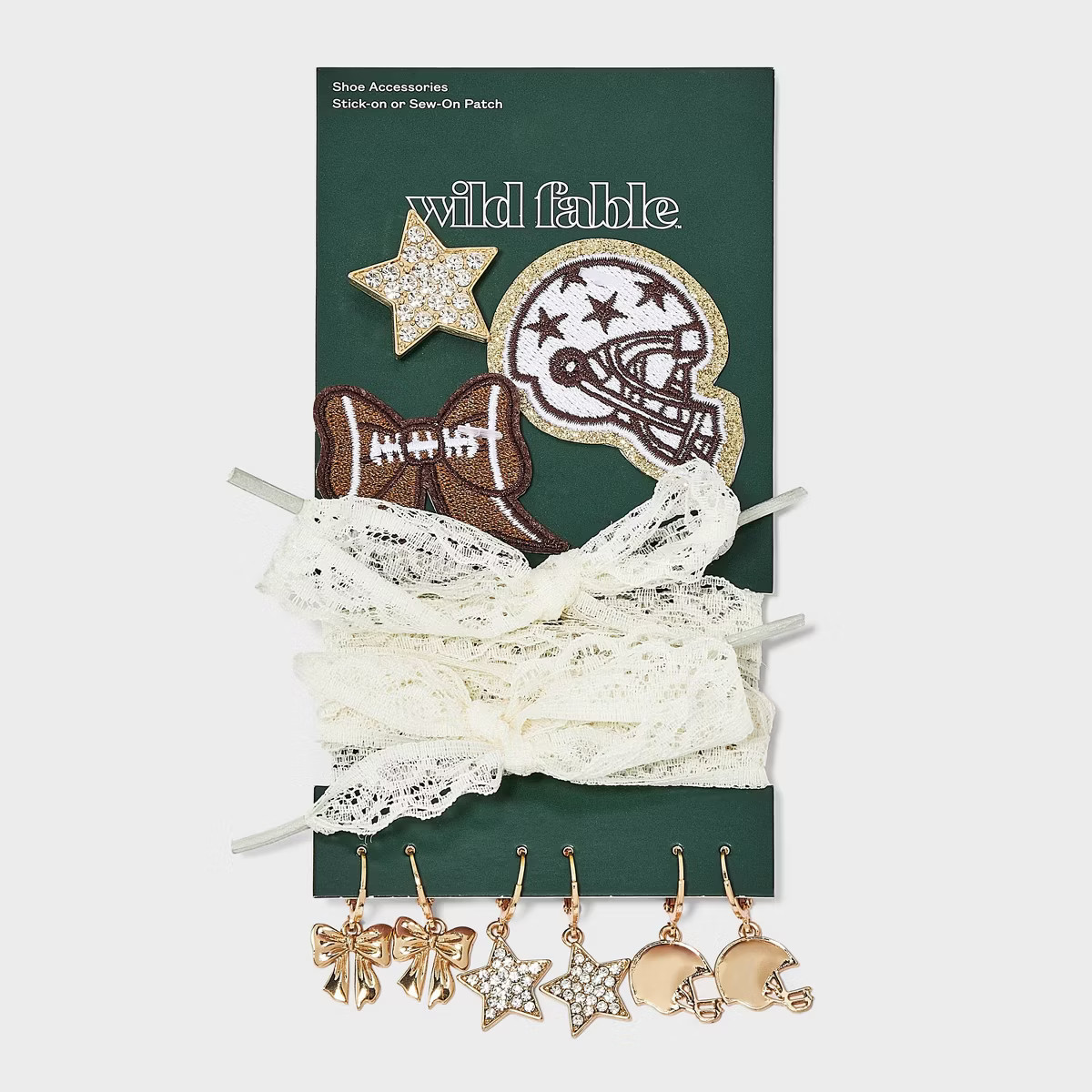 Game Day Football Helmet and Bow Patch Shoe Charm Set - Wild Fable™ Gold | Target