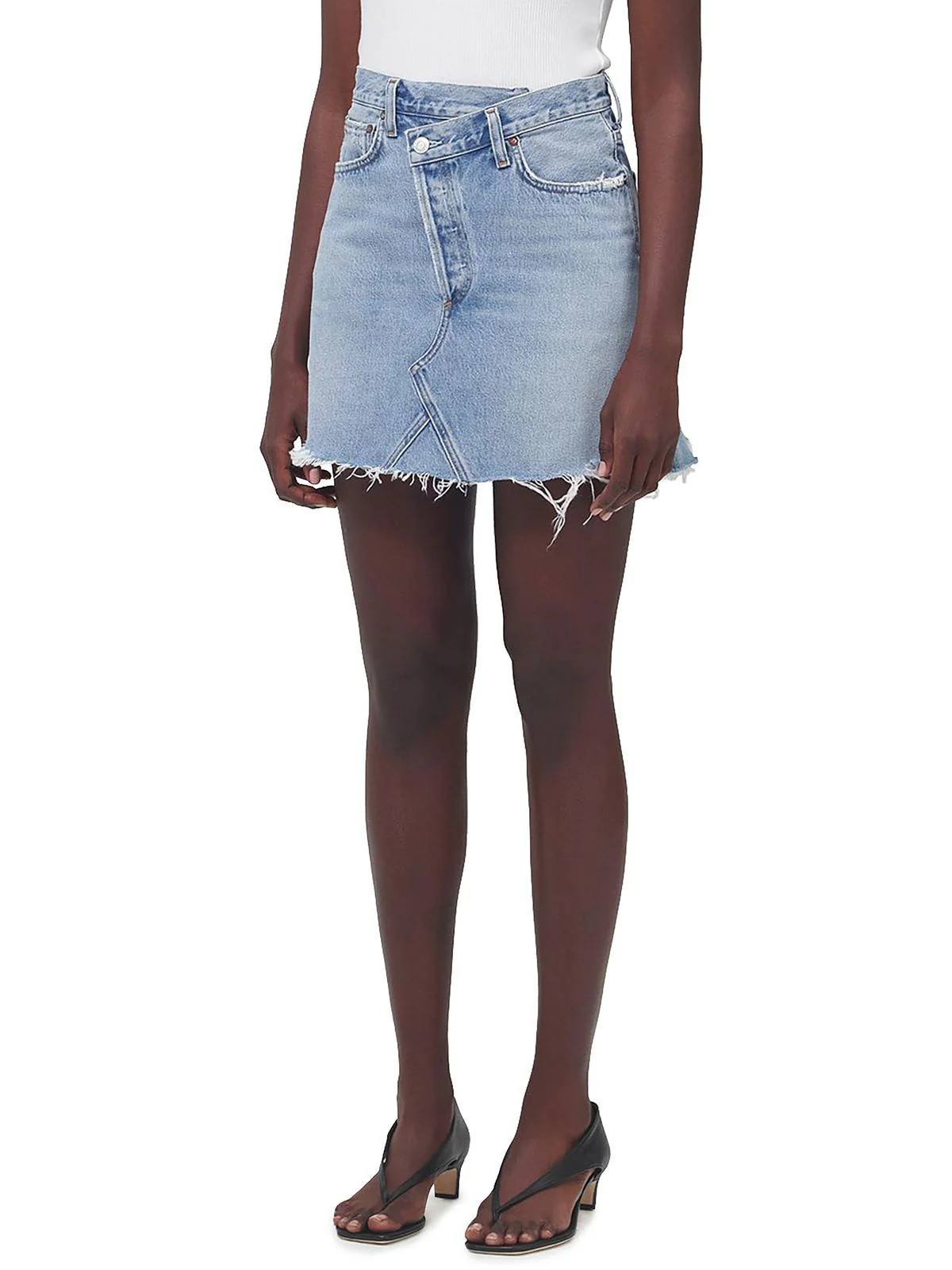 Womens Raw Hem Mini Denim Skirt | Shop Simon