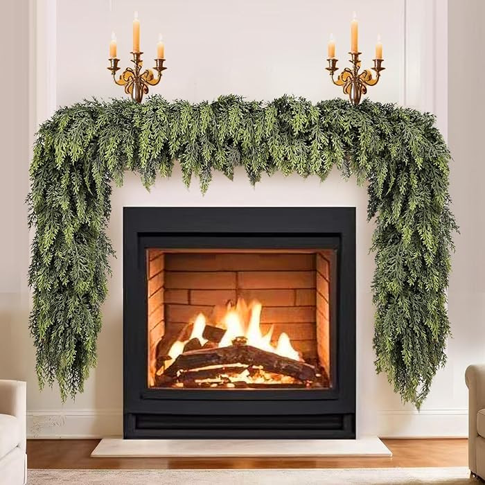 Christmas Cedar Garlands Soft Thick Lush Faux Artificial Real Touch Feel Evergreen Cypress Norfol... | Amazon (US)