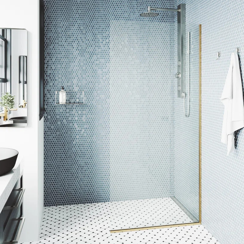 Zenith 34" W x 74" H Fixed Frameless Shower Screen with 3/8" Glass | Wayfair North America