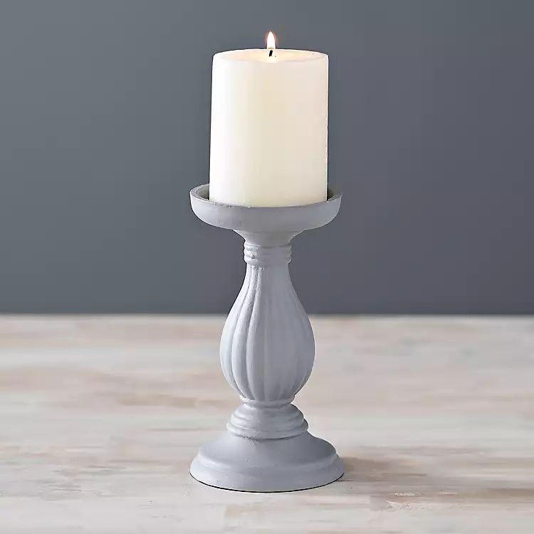 Gray Matte Pillar Candle Holder, 8 in. | Kirkland's Home