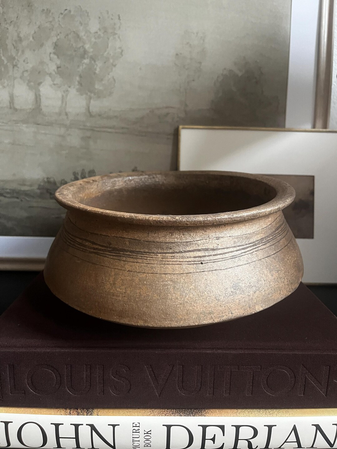 Vintage Clay Pot With Wide Neck Flat Bottom - Etsy | Etsy (US)