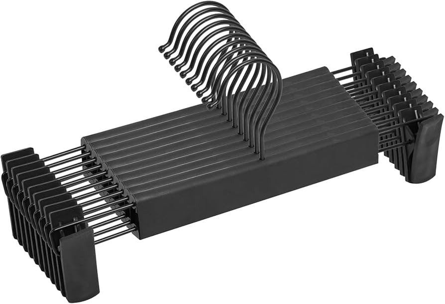 NORTHERN BROTHERS Pants Hangers 10 Pack – Black Plastic Pant Hanger with Clips – Adjustable, ... | Amazon (US)