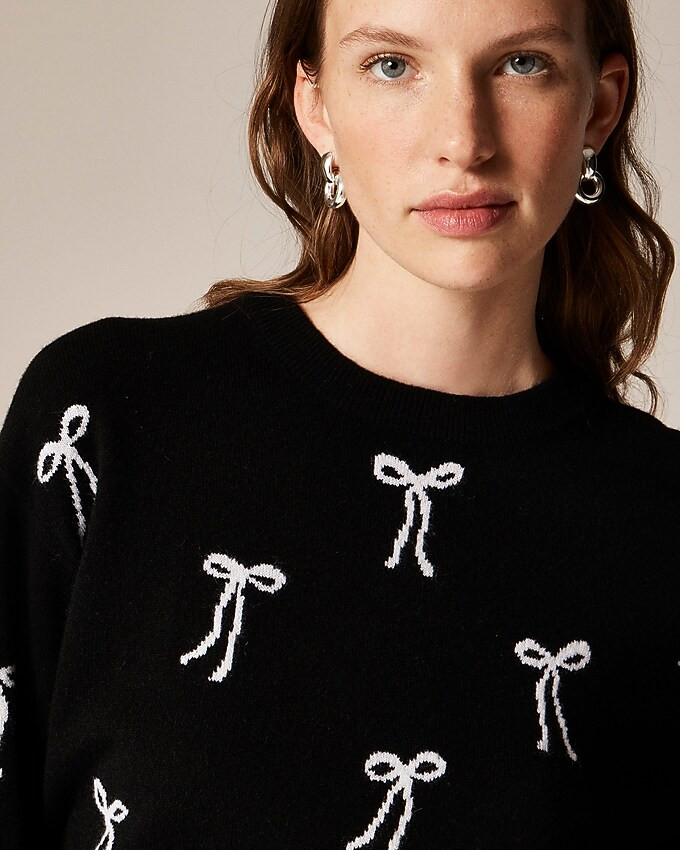 top rated4.8Summary of 319 reviewsPerfect cashmere crewneck sweater in bow print$168.00-$188.00Se... | J. Crew US