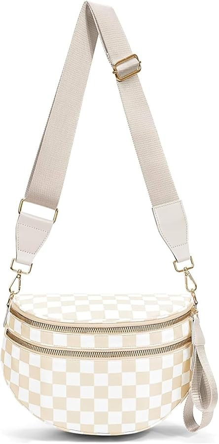 Nylon Checkered Crossbody Bum Bags for Women, Spacious Checkerboard Purse Fanny Pack Slouchy Slin... | Amazon (US)