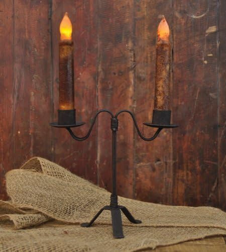 Colonial Double Taper Candle Holder in Black Wrought Iron | Amazon (US)