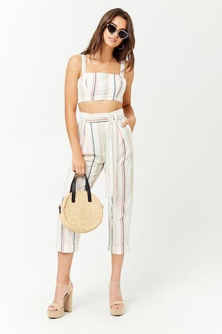 Striped Self-Tie Capris | Forever 21 (US)