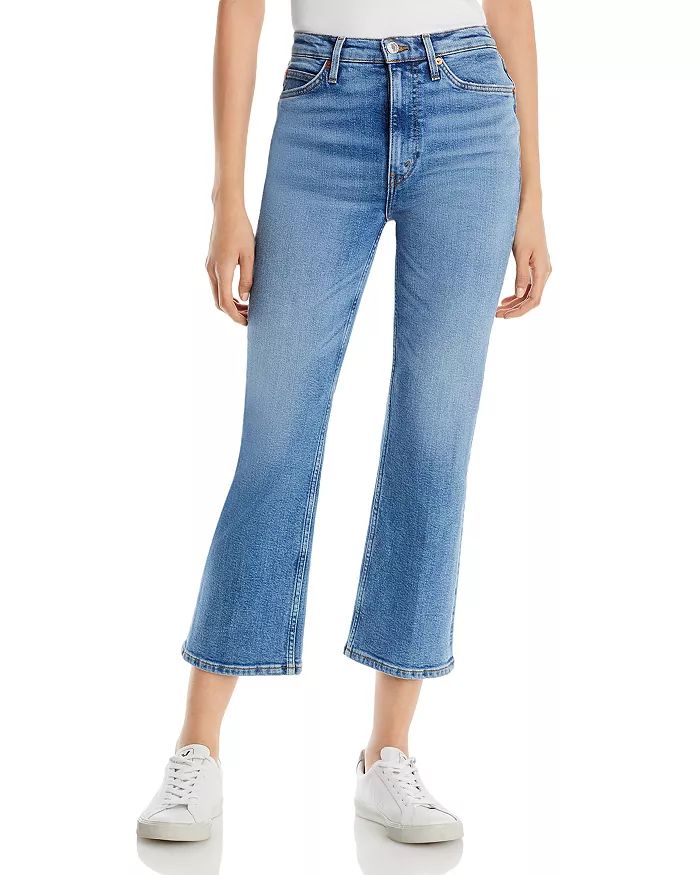 Cotton Blend '70s High Rise Cropped Bootcut Jeans in Laguna | Bloomingdale's (US)