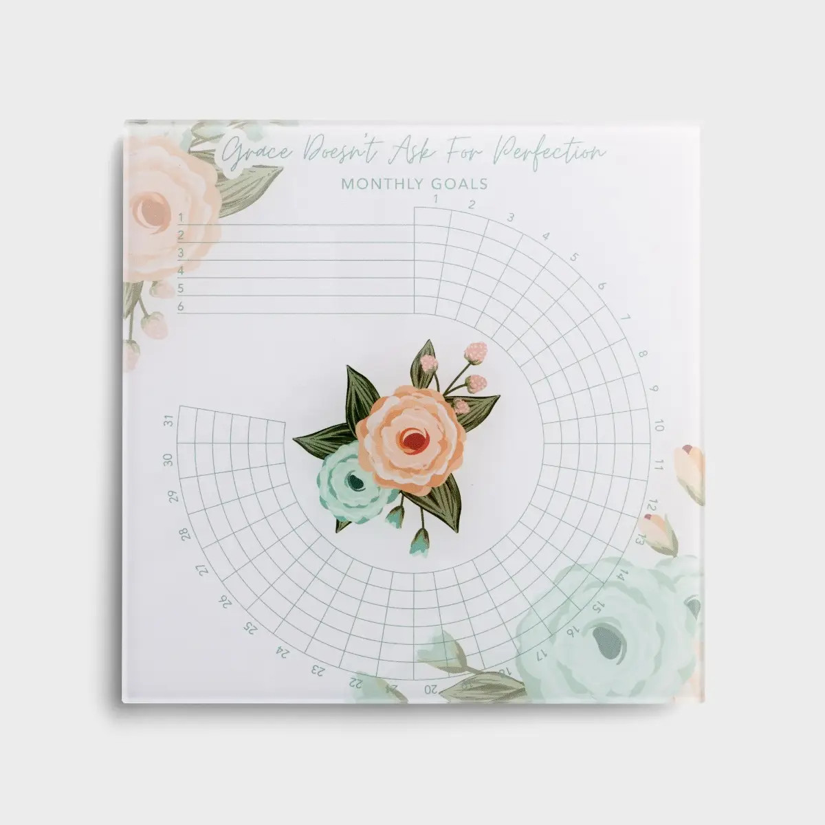 Grace Doesn't Ask For Perfection  - Floral Glass Habit Tracker - Third Party | DaySpring | DaySpring
