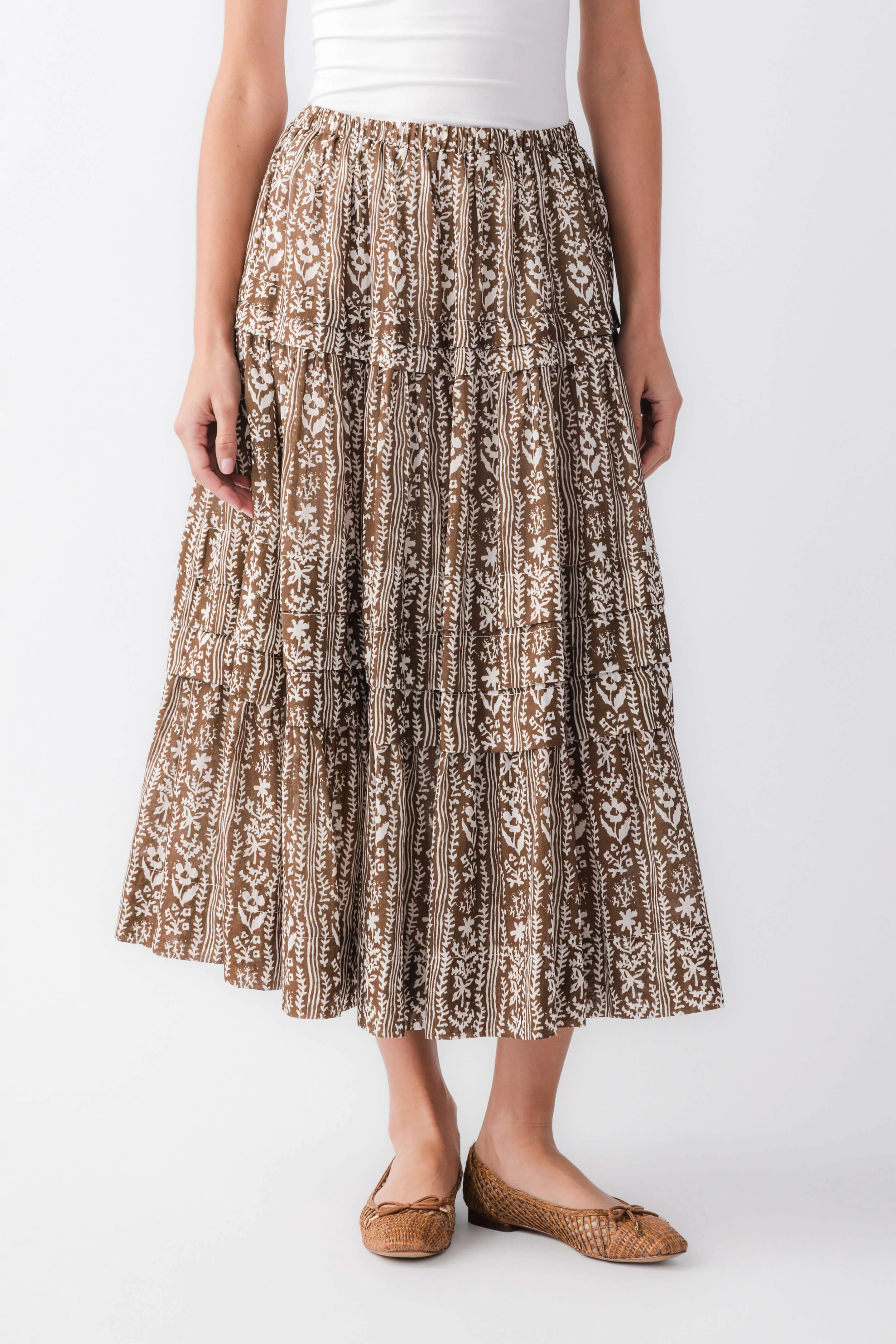 Pinch Printed Tiered Maxi Skirt | Social Threads