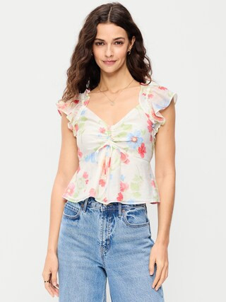 Flutter-Sleeve Fit & Flare Top | Old Navy (US)
