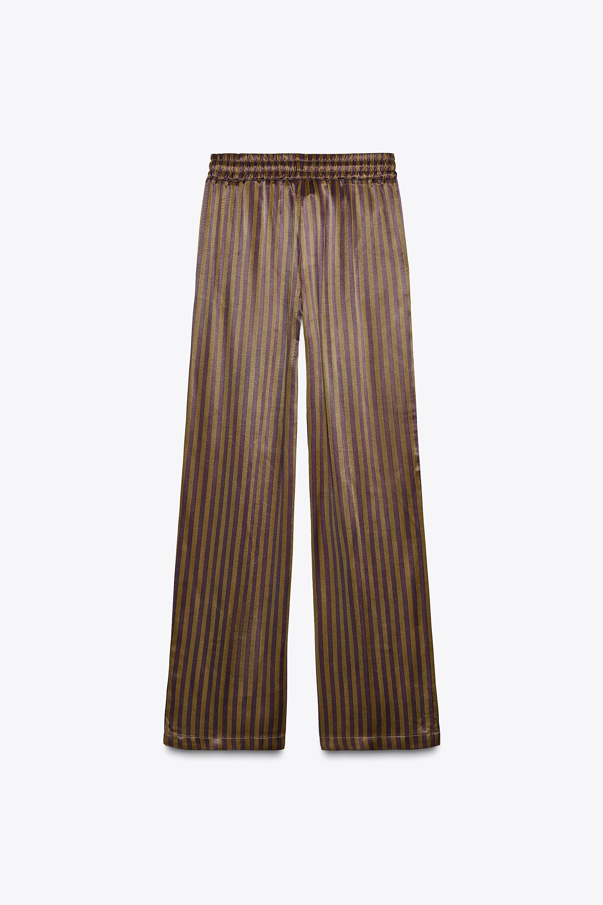 STRIPED SATIN TROUSERS | Zara UK