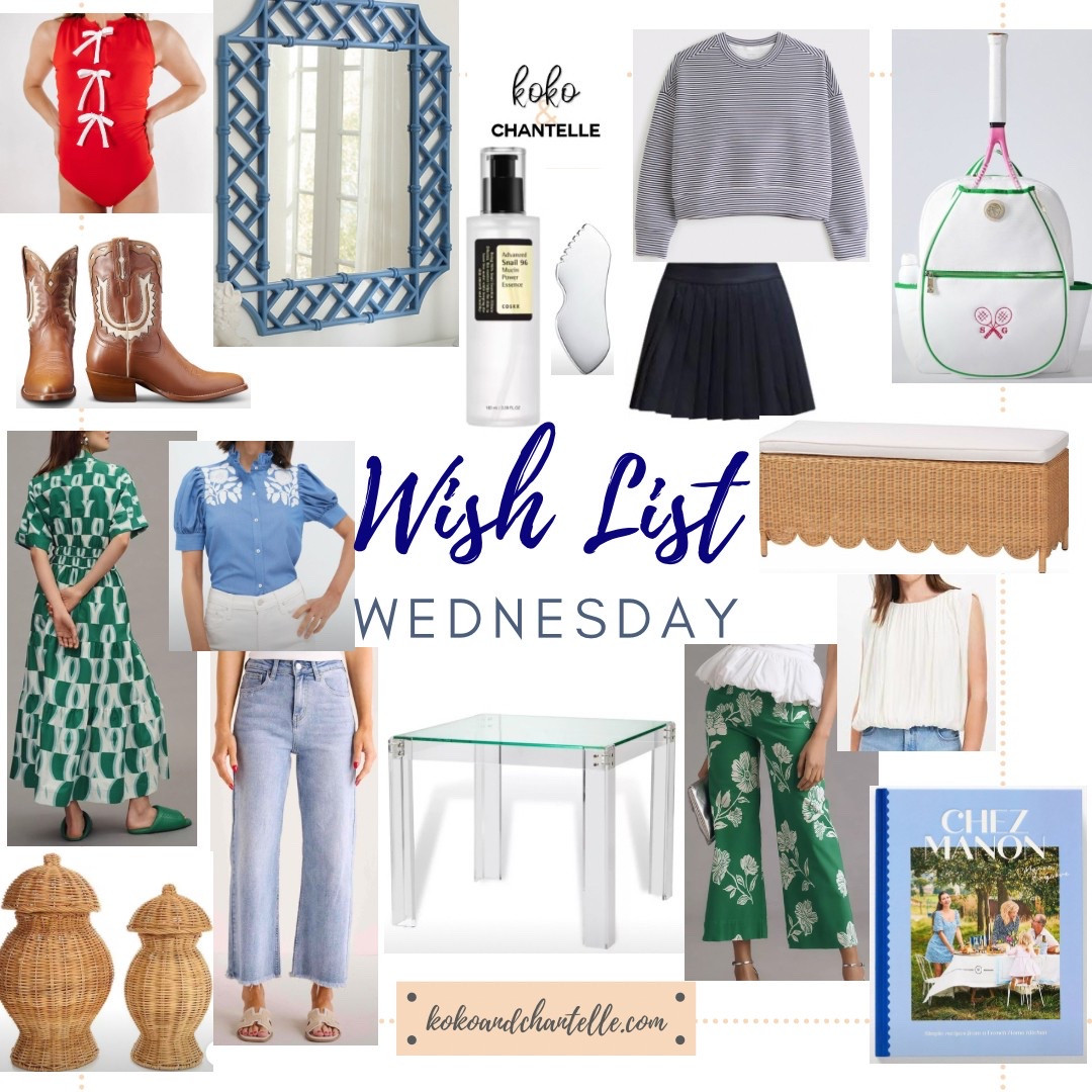 Happy WLW (and happy Ash Wednesday!)!!! We have gotten a taste of spring, and we are NOT going to let go!!

🎀New mirror from @ballarddesigns
🎀Tennis (yay!) look + favorite tennis bag!
🎀Spring dress from @anthropologie
🎀Folding acrylic mahjong table🤯
🎀New cookbook from my favorite new influencer @manonlagreve
🎀Classic cowboy boots with a twist
🎀Darling, but conservative new swimmie
🎀Snail mucin 🐌…yep!
🎀Guasha tool…love!!!!!
🎀Scalloped bench for a GREAT price!!

Spring makes us sooooo happy!!!!

#LTKBeauty #LTKShoeCrush #LTKHome