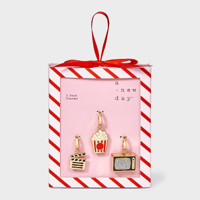 Movie Marker Popcorn and TV Charm Necklace Set 3pc - A New Day™ Gold | Target