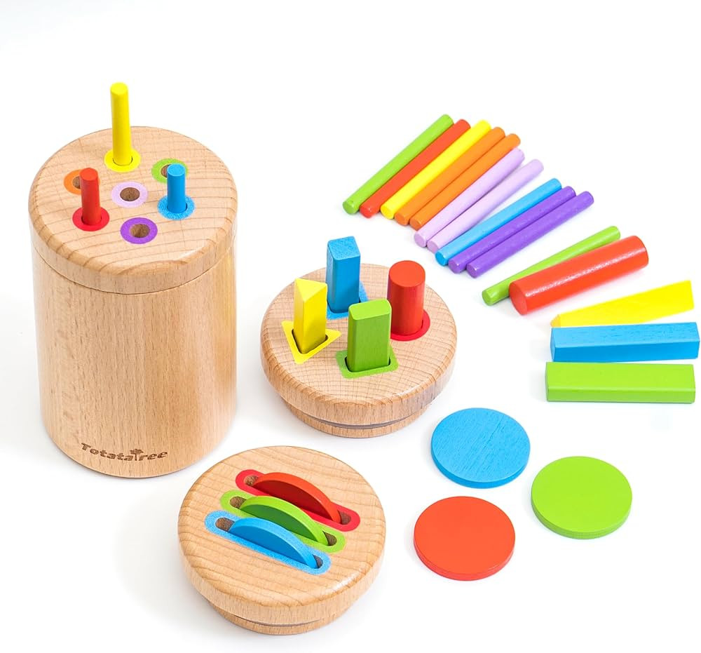 Juego de juegos sensoriales Montessori de madera 3 en 1, caja de monedas de clasificación de col... | Amazon (US)