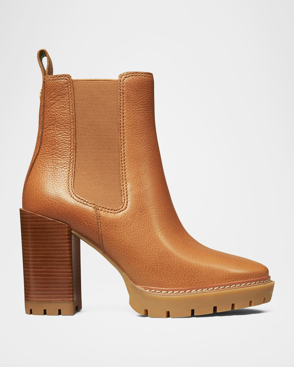 Carson Leather Lug-Sole Chelsea Booties | Neiman Marcus