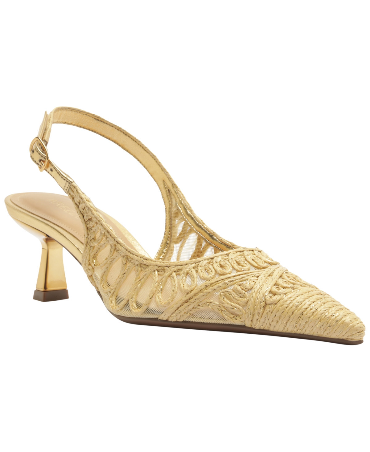 Arezzo Women's Liz Low Stiletto Heel Pumps - Palha/Ouro | Macy's