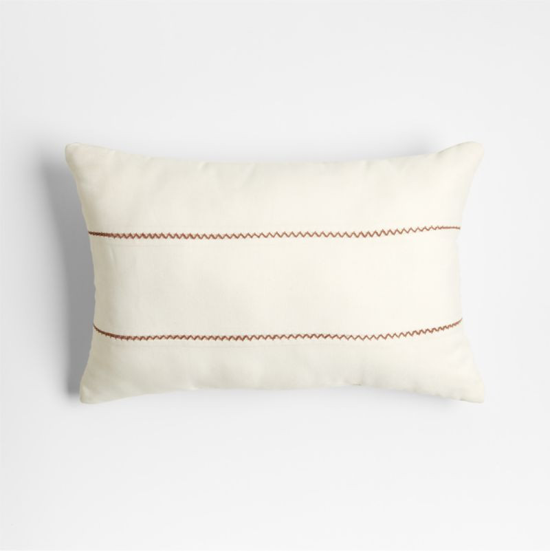 Zigzag 20"x13" Arctic Ivory Striped Outdoor Lumbar Throw Pillow | Crate & Barrel | Crate & Barrel