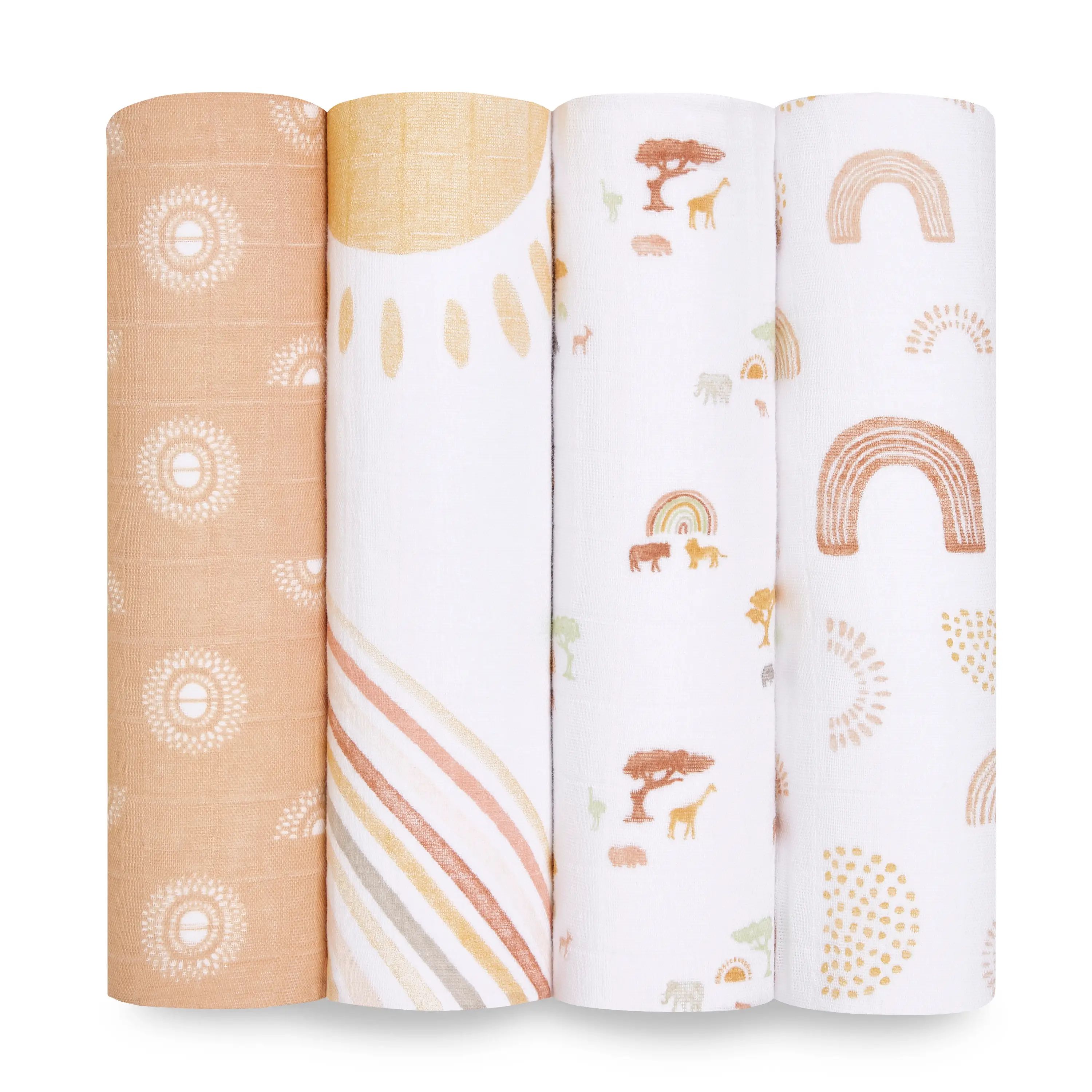 boutique cotton muslin swaddles 4 pack | aden + anais