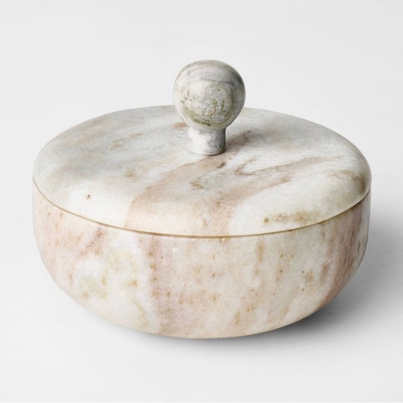 Studio McGee 5” Round Marble Box Natural - Threshold | Poshmark