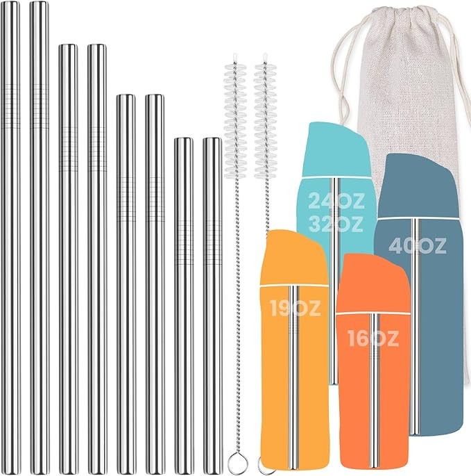 NiHome 8PCS Stainless Steel Straws for Owala Water Bottle, 4 Lengths Compatible with FreeSip 19oz... | Amazon (US)
