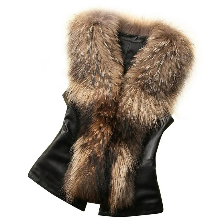 Clearance! Mifelio Faux Fur Coat Warm Blends Jacket Vest Coat Women Wool Winter Sleeveless Body O... | Walmart (US)