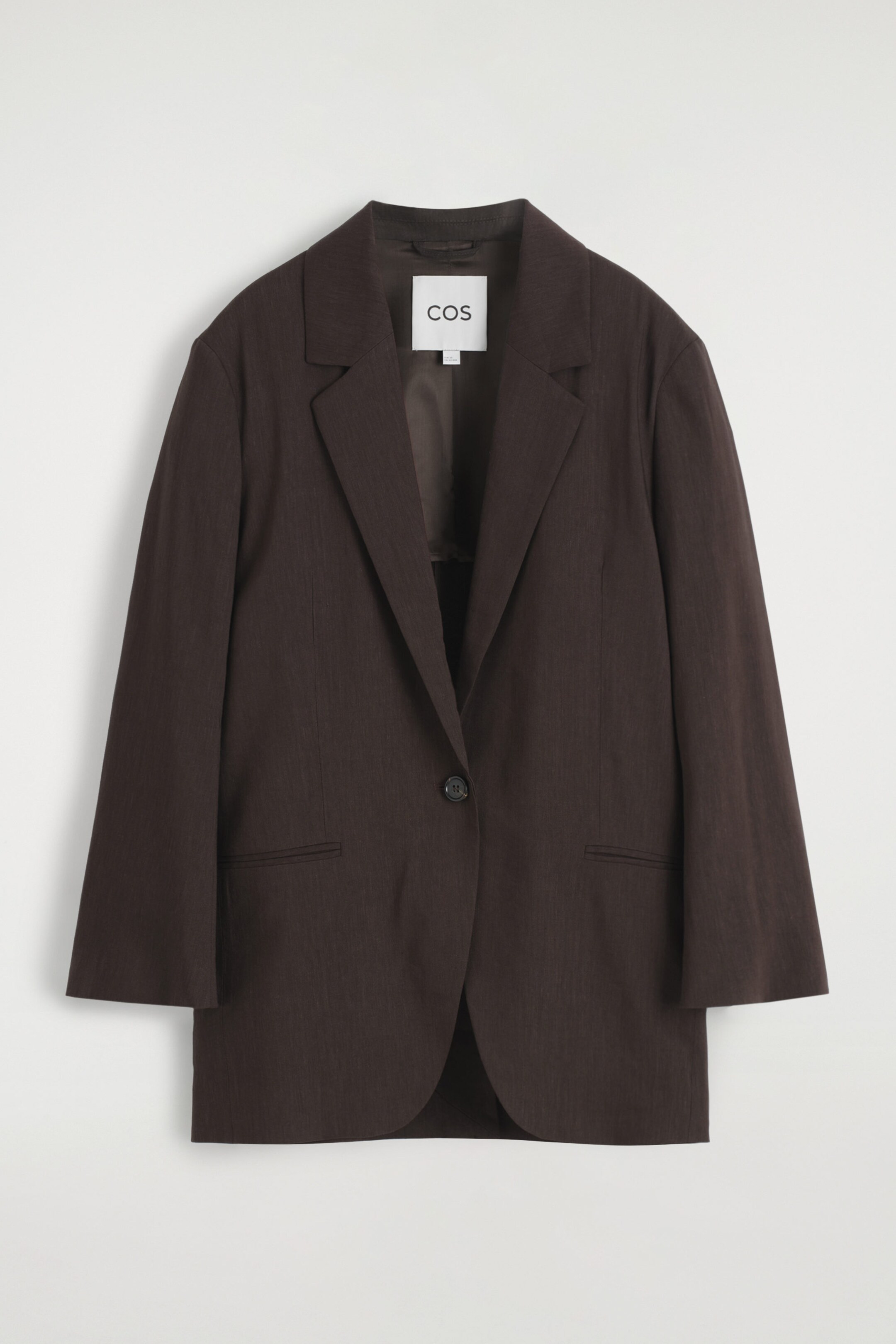 SINGLE-BREASTED LINEN BLAZER - DARK BROWN | COS UK