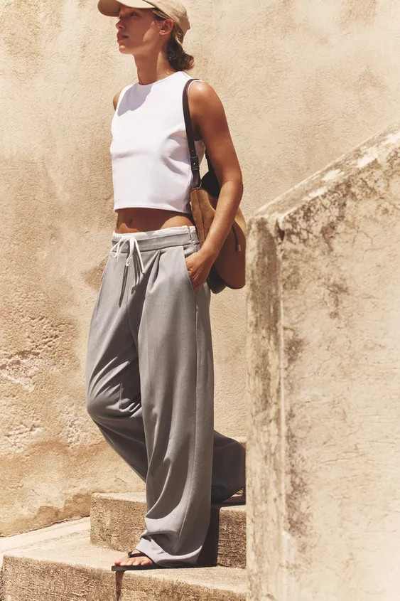 WIDE-LEG TROUSERS WITH DOUBLE WAISTBAND | Zara US