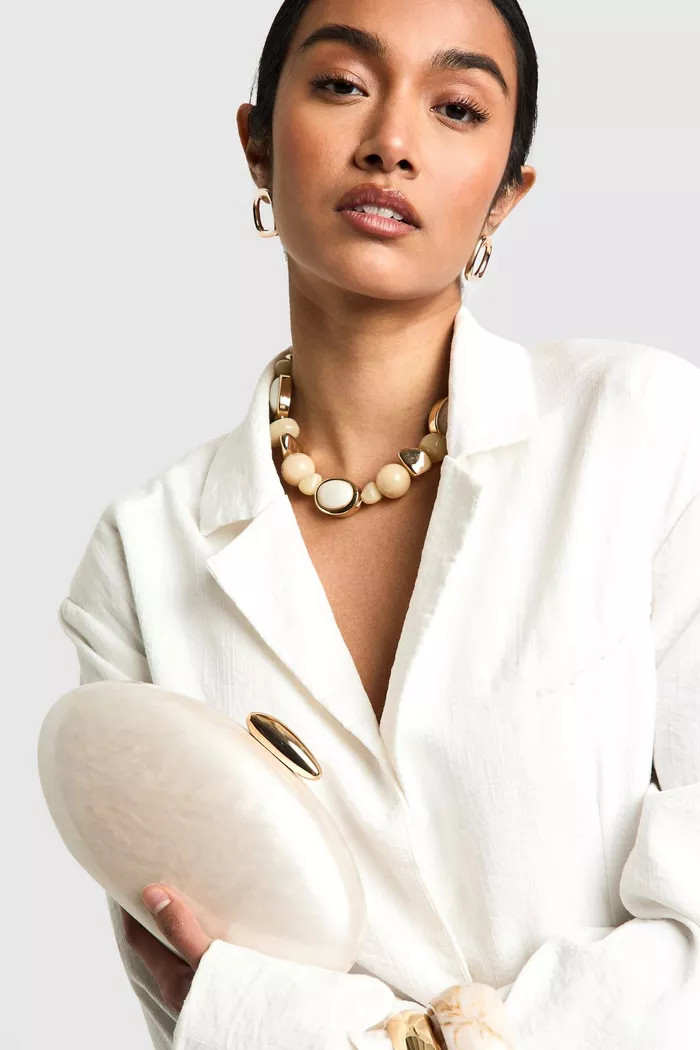 Marble Acrylic Oval Clutch Bag | Boohoo.com (UK & IE)