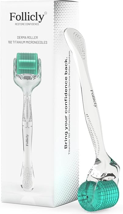 Follicly Derma Roller – Professional Microneedling Tool for Hair, Skin & Face – 192 Authentic Titanium Microneedles – Premium At Home Beauty Care – Includes Free Protective Storage Case | Amazon (US)