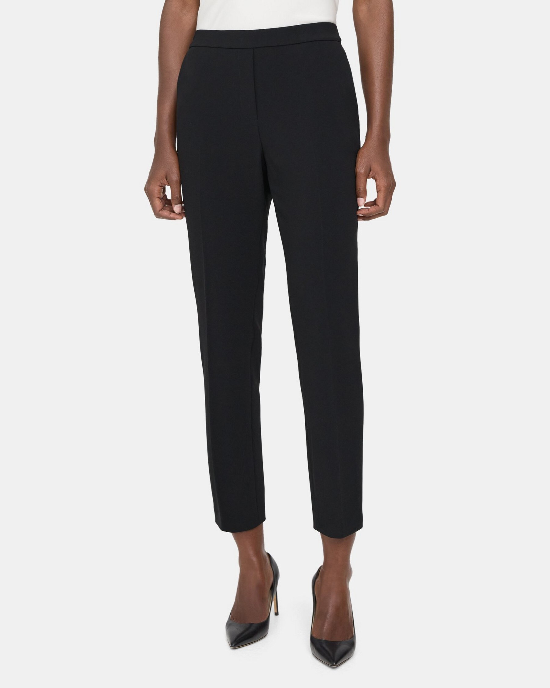 Slim Cropped Pull-On Pant in Crepe | Theory Outlet