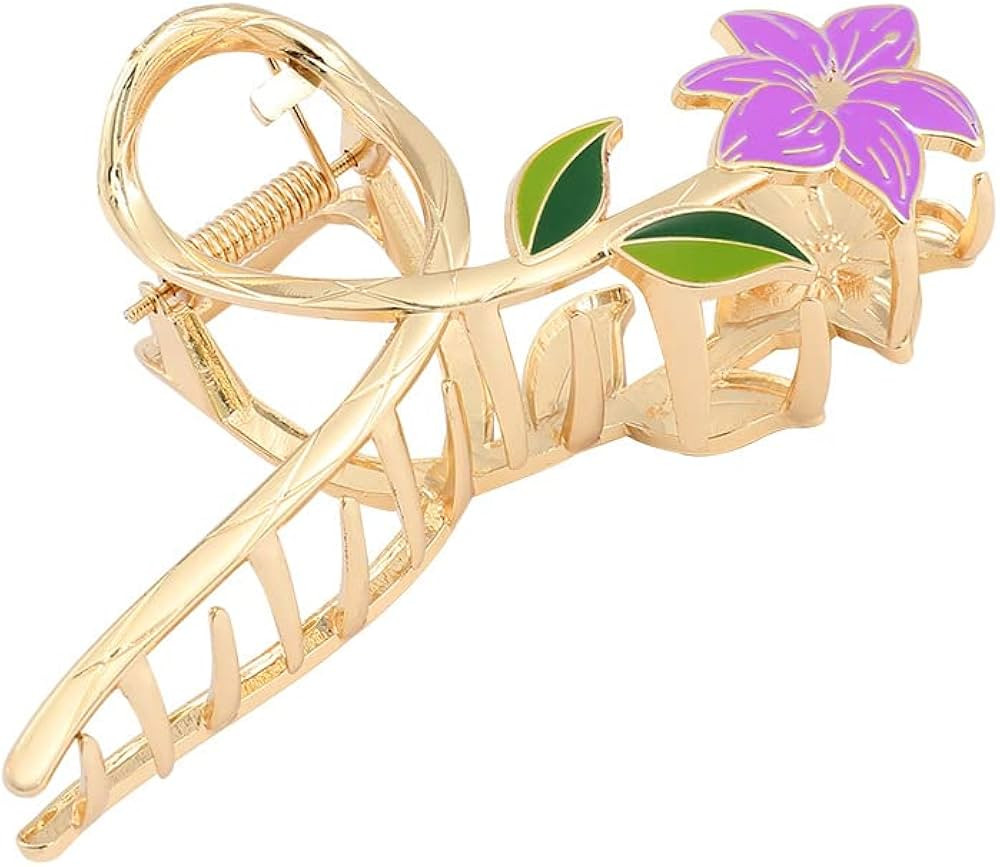 Purple Tulip Metal Hair Claw Clips Large Hair Claw Nonslip Hair Barrettes Strong Hold Hair Clamps... | Amazon (US)