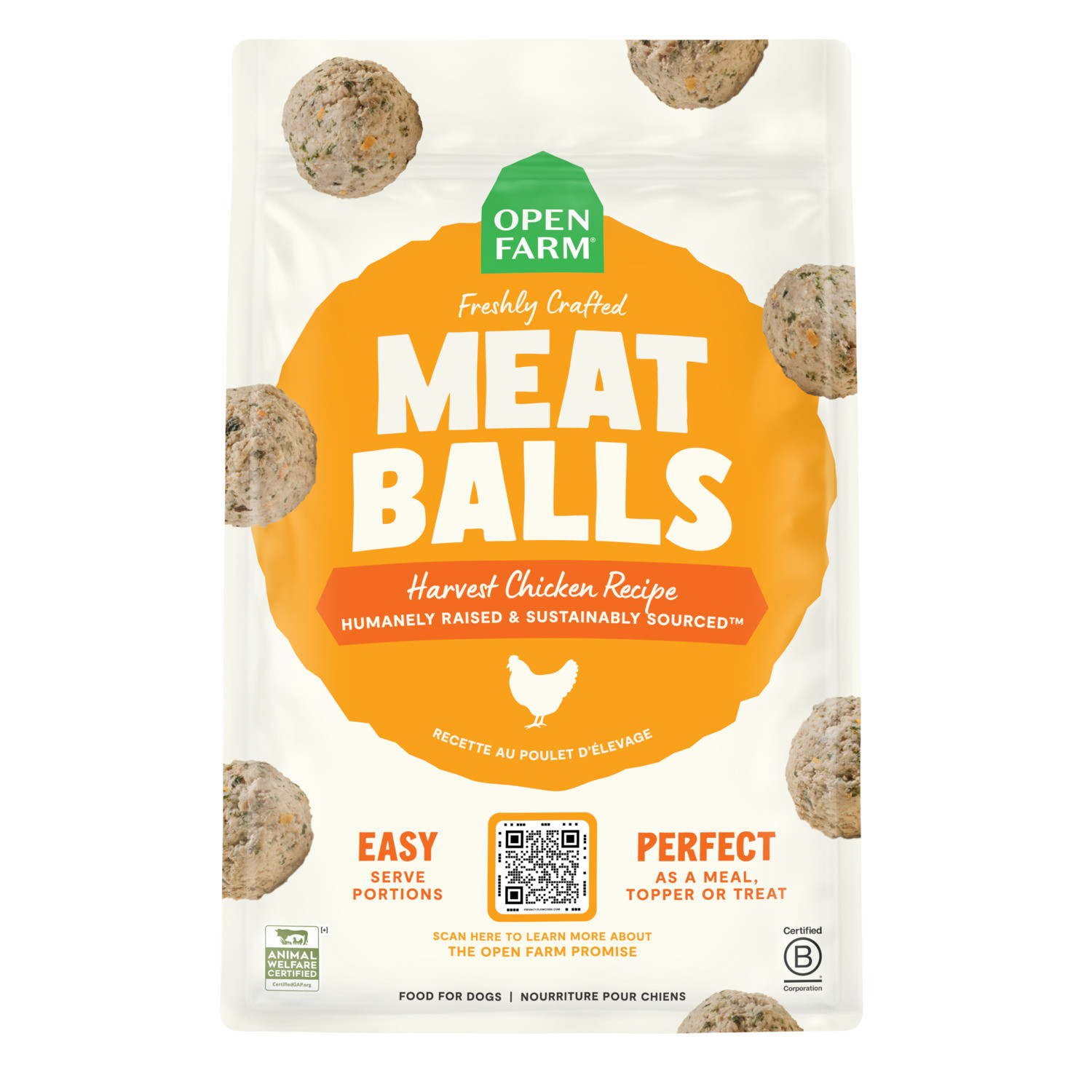 Open Farm Freshly Crafted Meatballs Frozen Dog Food - Harvest Chicken Recipe | Pet Supermarket | Pet Supermarket